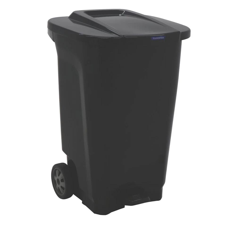 BASURERO T-FORCE 100L CON RUEDAS NEGRO TRAMONTINA T928153 SEL-7e4d9289