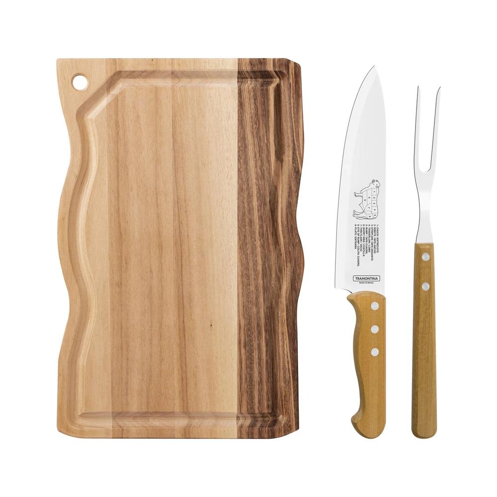 KIT PARA ASADO 3 PZAS CHURRASCO TRAMONTINA T223982 SEL-909cd9c8