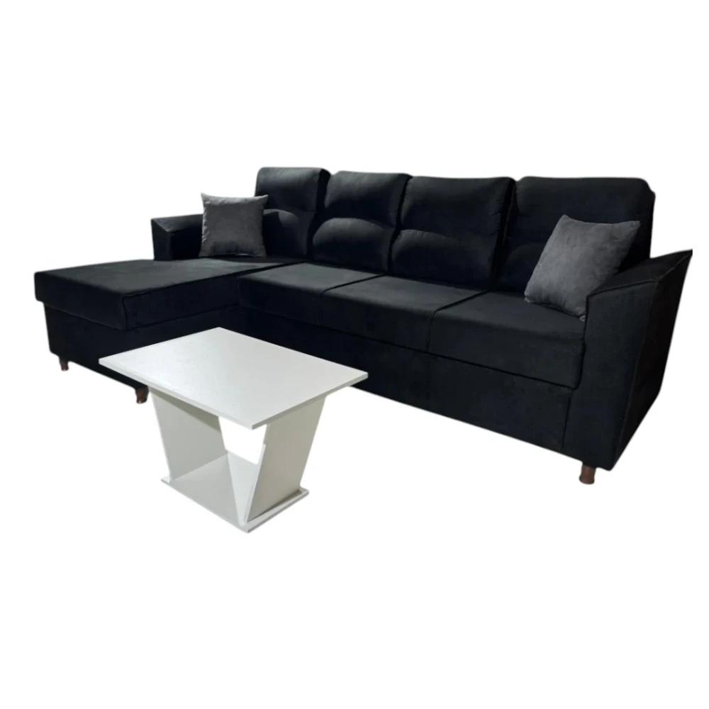 Sofá Unanime New San Lorenzo 3L + Chaise Negro SEL-90c16c42