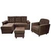 Sofá Unanime Ypane 3L + Poltrona + Puff Marrón SEL-b8906f15