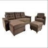 Sofá Unanime Ypane 3L + Poltrona + Puff Marrón SEL-b8906f15