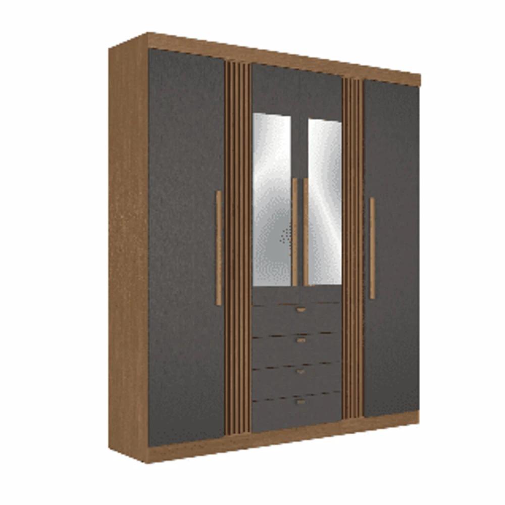 Ropero Unanime Aurora 4 Puertas Jatoba / Grafito SEL-b9ff6cbc