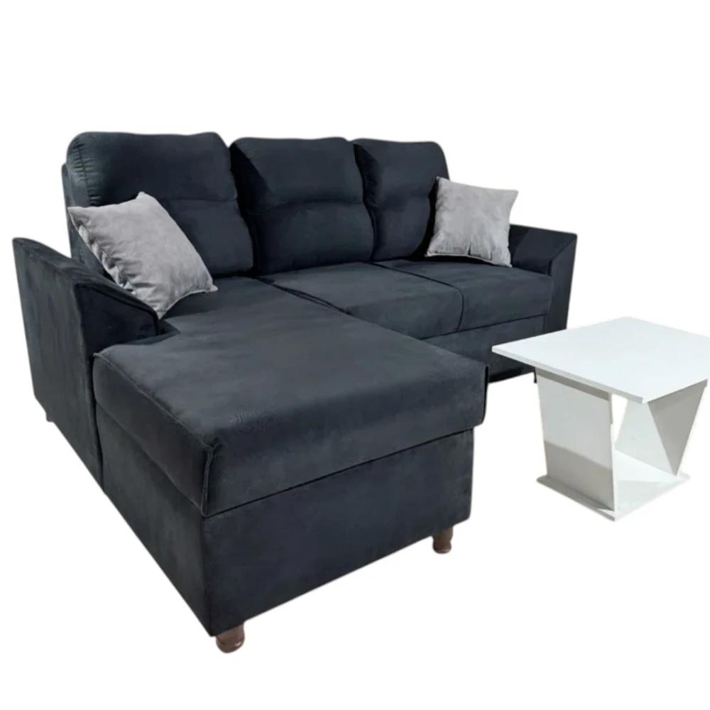 Sofá Unanime New San Lorenzo 2L + Chaise Negro SEL-e241b13d