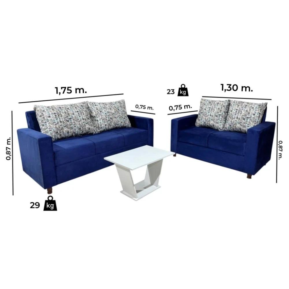 Sofá Unanime Ypacarai 3L + 2L Azul SEL-f128001e
