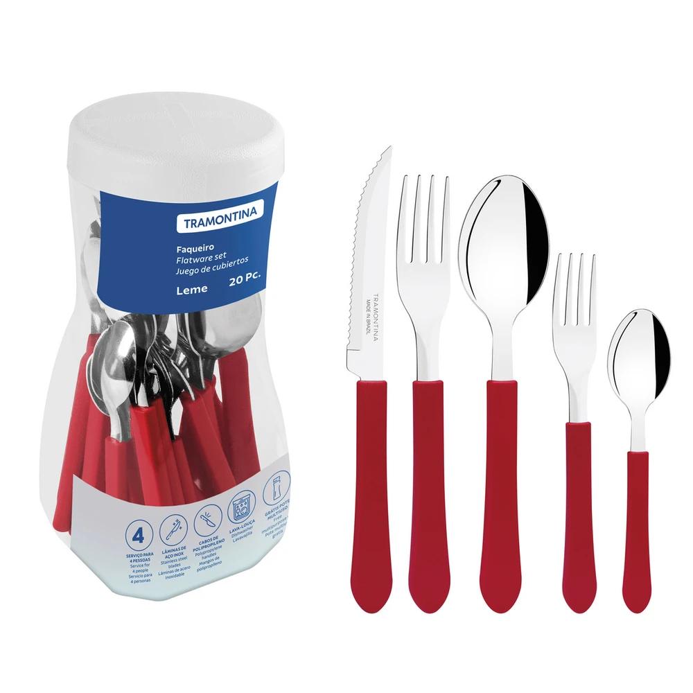 JUEGO DE CUBIERTOS TRAMONTINA ROJO POTE LEME 20PZ T231983 SEL-f2d60aa8